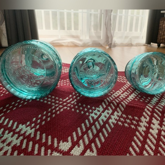The Pioneer Woman Cassie Glass Canisterr 3 Pc Set, Teal - Picture 3 of 8